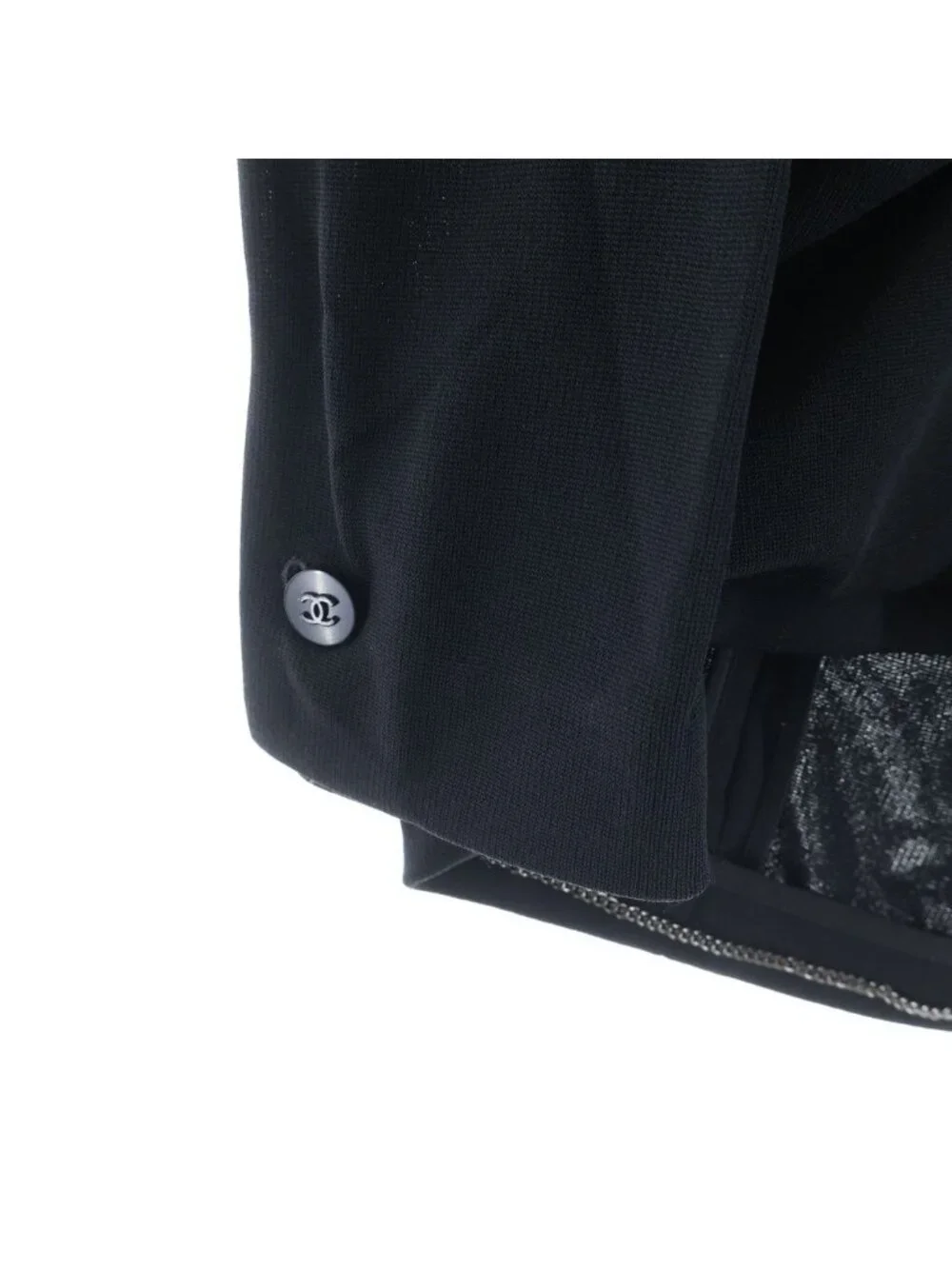 Chanel Boutique Vintage Jacket CC Logo Button Chain Black